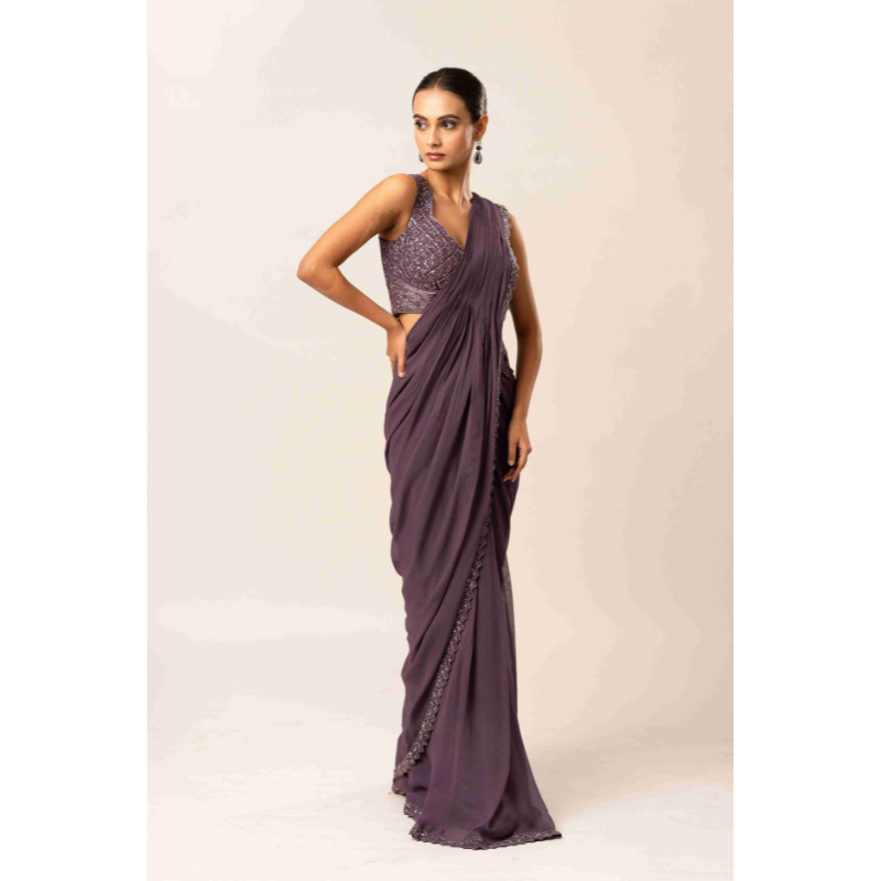 Embellished Bustier Drape Saree