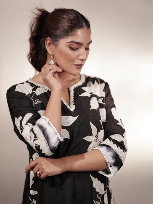 Black Dori Patch Work Suit Set